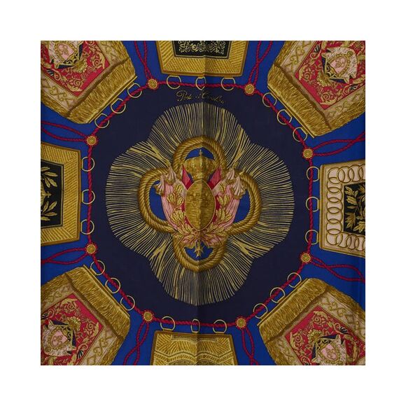 Pre Loved Hermes Blue Poste et Cavalerie Silk Scarf - A Condition - Picture 2 of 6